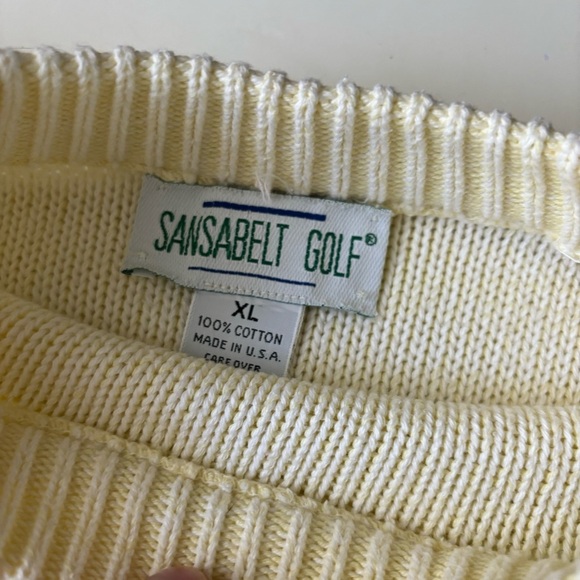 Vintage Sansabelt Golfer Cotton Knit Crewneck Sweater Yellow Men’s XL - Picture 5 of 6